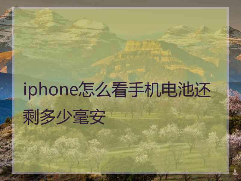 iphone怎么看手机电池还剩多少毫安
