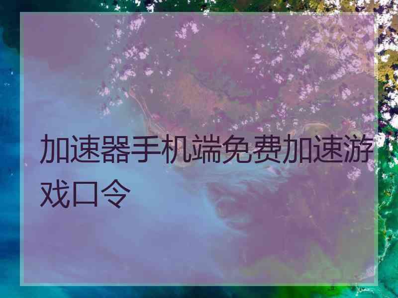 加速器手机端免费加速游戏口令