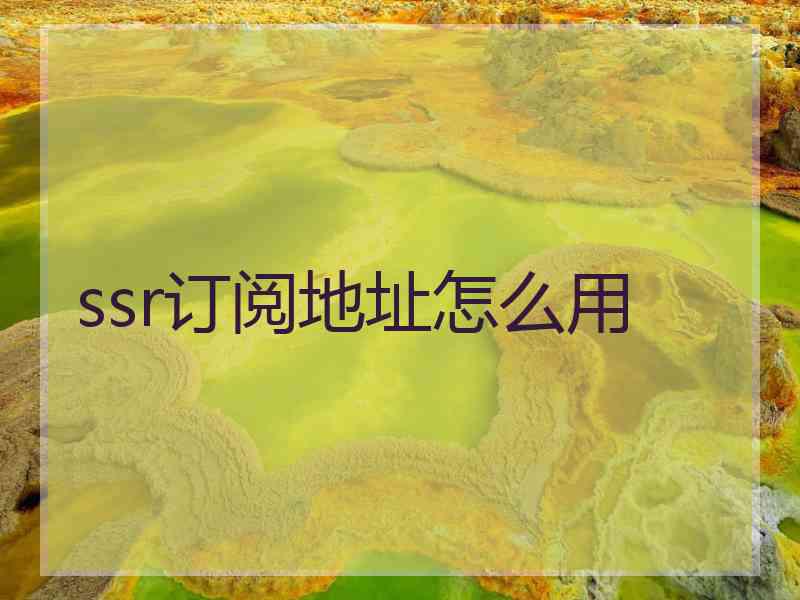 ssr订阅地址怎么用