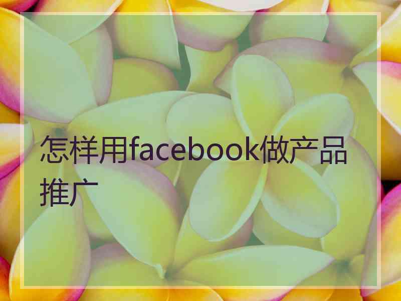 怎样用facebook做产品推广